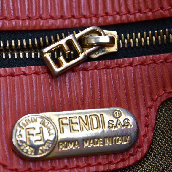 FENDI: Black/Brown, Leopard Print "FF" Logo & "Epi" Leather Tote Bag (wo) - Picture 10 of 12